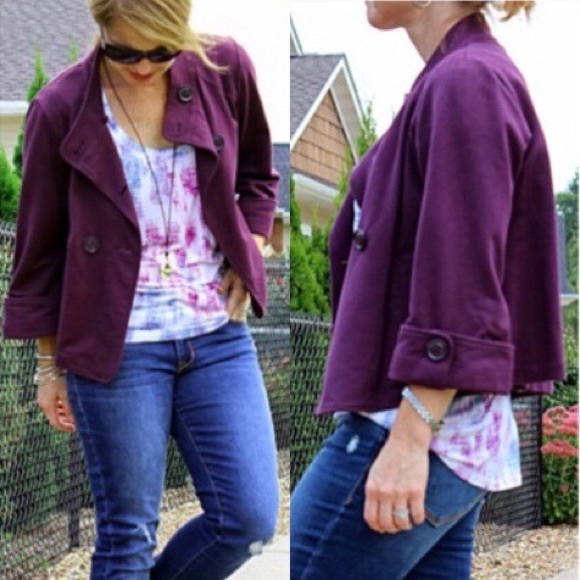 CAbi Jackets & Blazers - CAbi Terry Topper jacket in plum size Medium